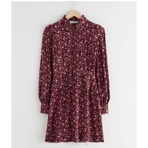 & Other Stories Burgundy Floral Long Sleeve Dress